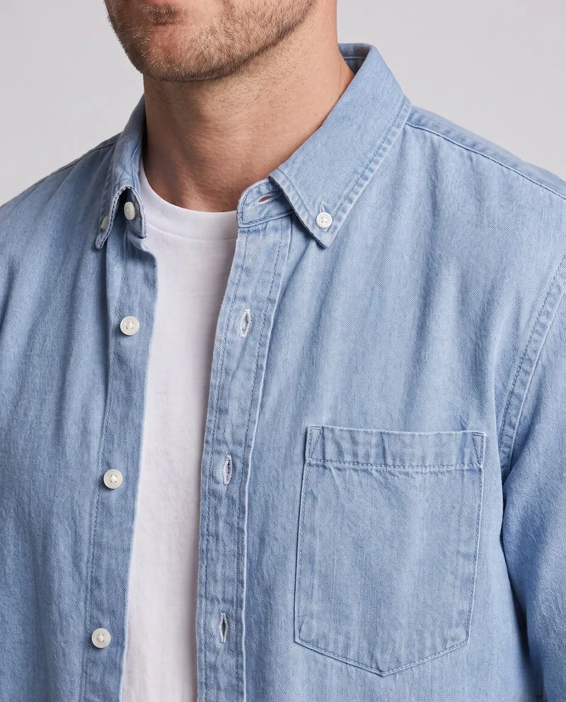 Herren lässiges Denim-Hemd mit Brusttasche und geradem Schnitt Nord Taschen