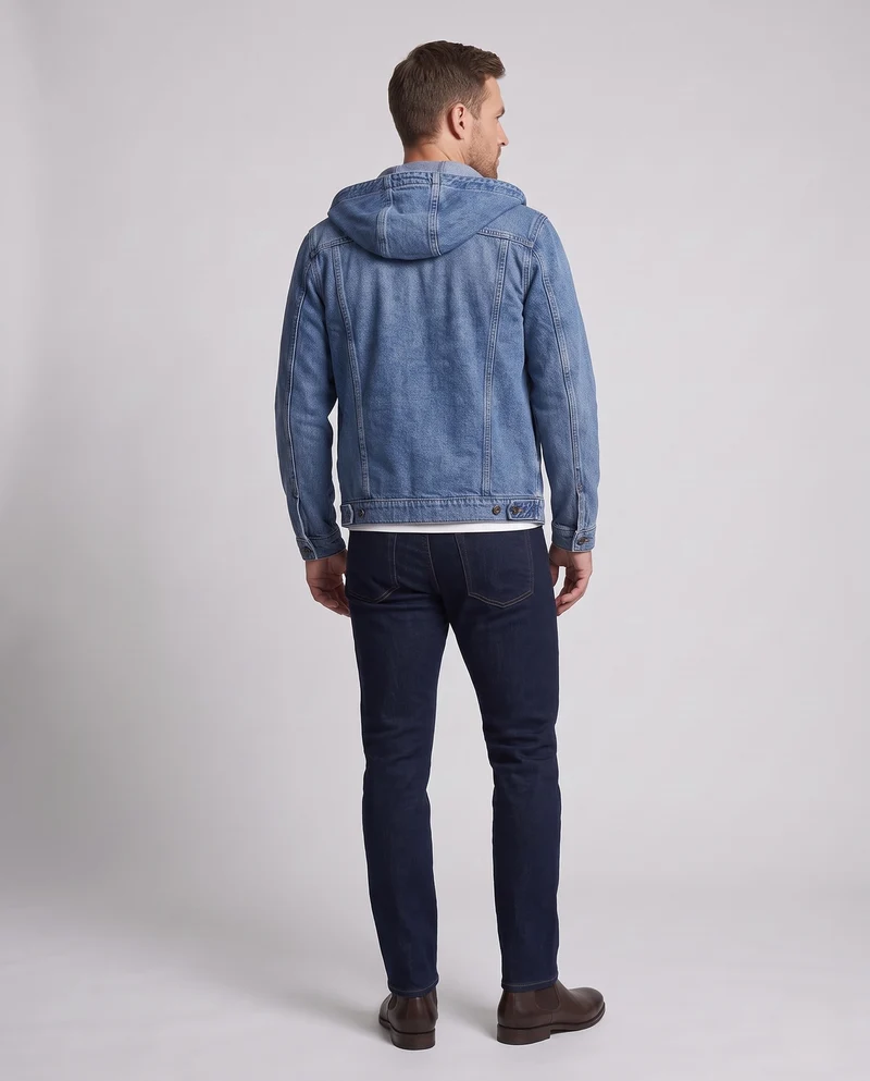 Herren Kapuzen-Denimjacke im Trucker‑Look mit aufgesetzten Fronttaschen Nord Taschen