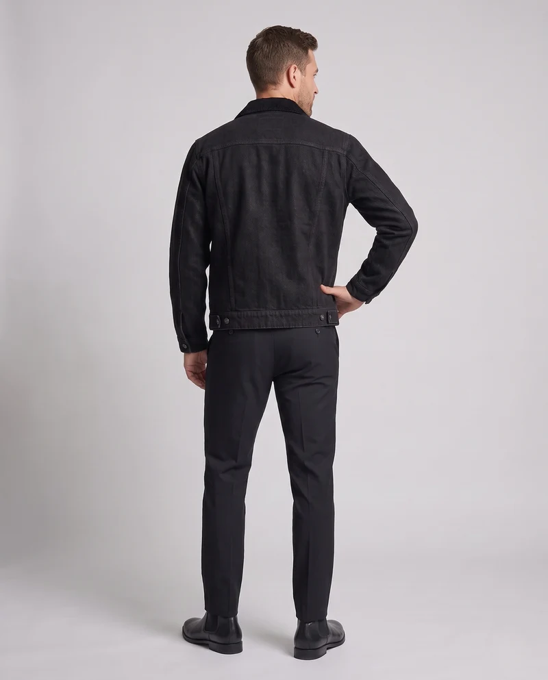 Herren Jeansjacke im Workwear‑Look mit Reißverschluss und Cordkragen Nord Taschen