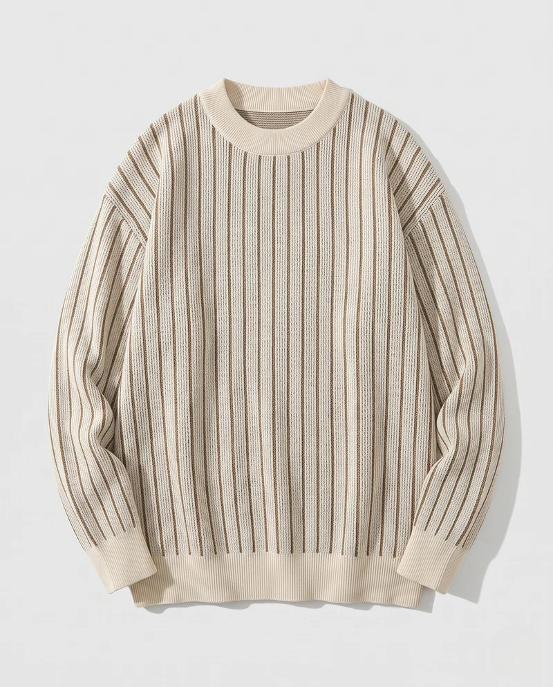 Herren Feinstrick-Pullover mit vertikalen Kontraststreifen und Oversize-Silhouette Nord Taschen