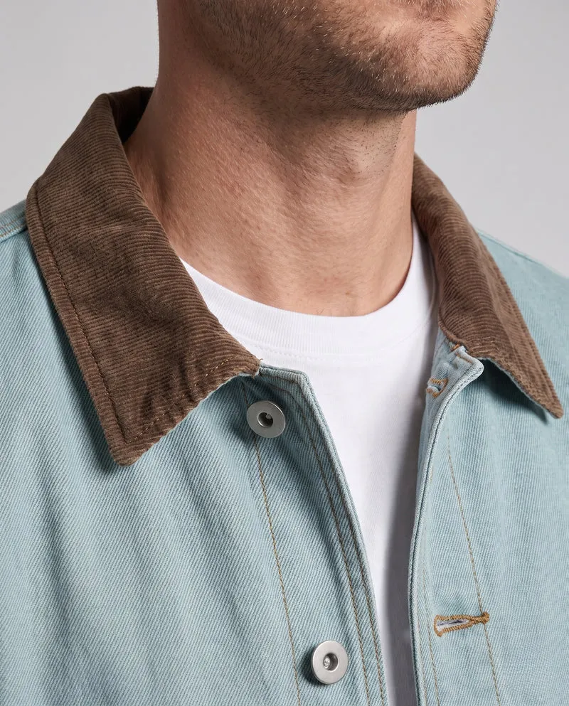 Herren Entspannte Denimjacke mit Kordkragen und Metall‑Druckknöpfen Nord Taschen