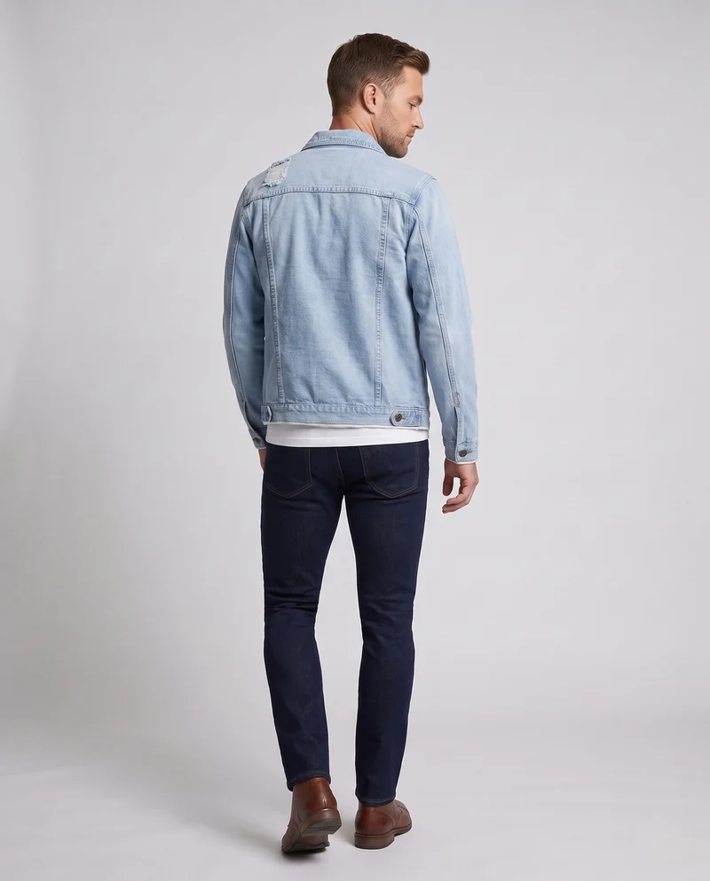Herren Distressed Denimjacke im Overshirt‑Schnitt mit Brusttaschen Nord Taschen