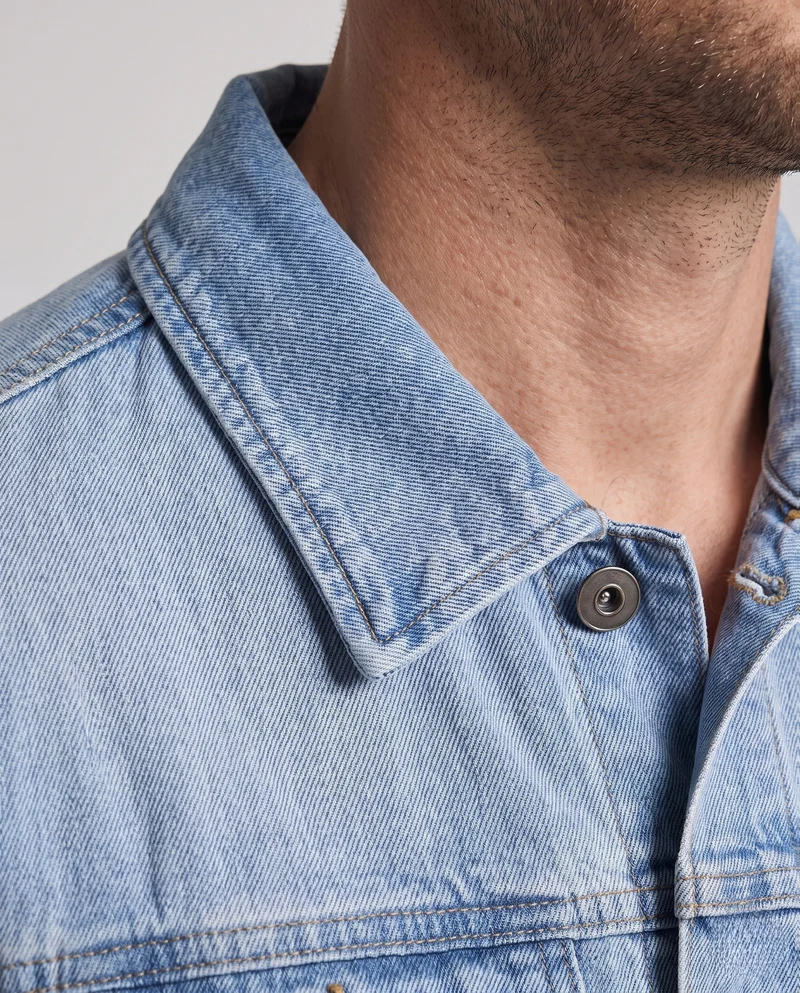 Herren Denimjacke mit Used-Effekten und klassischer Knopfleiste Nord Taschen
