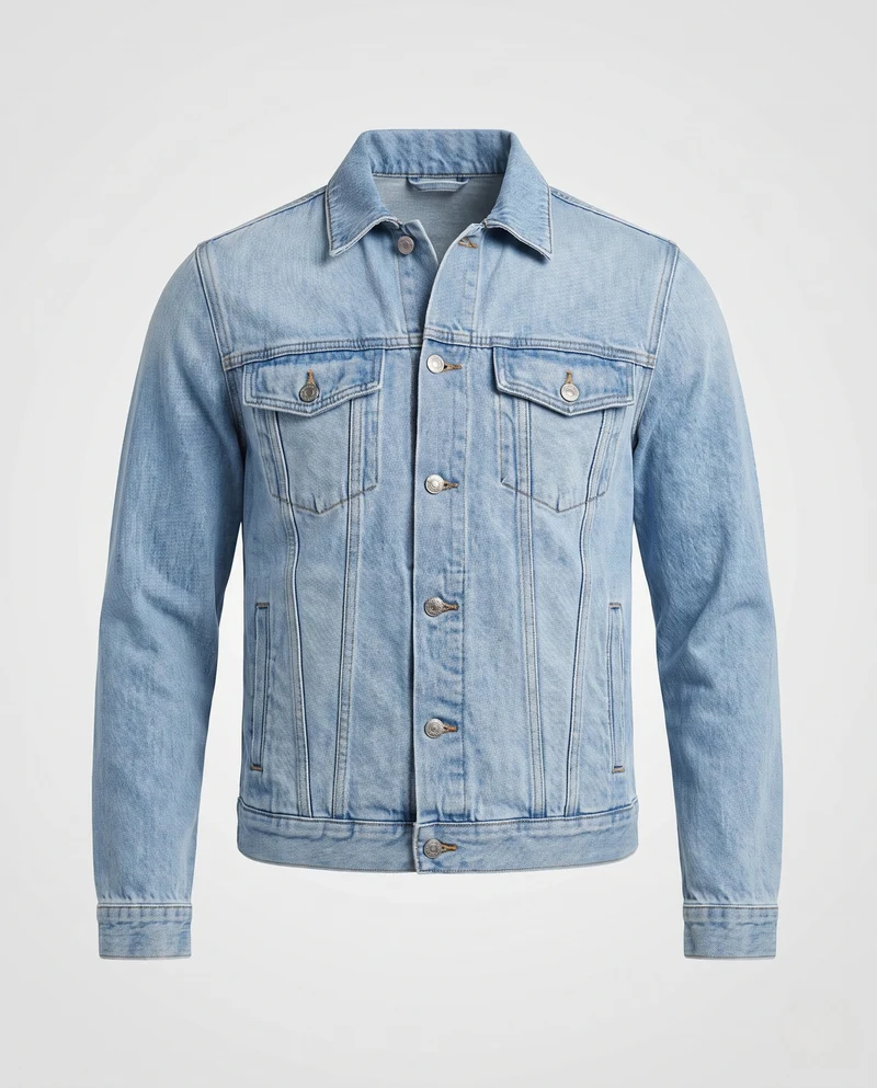 Herren Denimjacke mit Used-Effekten und klassischer Knopfleiste Nord Taschen