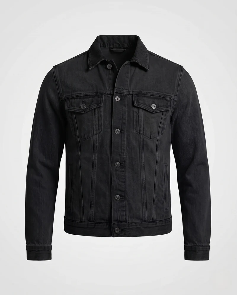 Herren Denimjacke mit Used-Effekten und klassischer Knopfleiste Nord Taschen