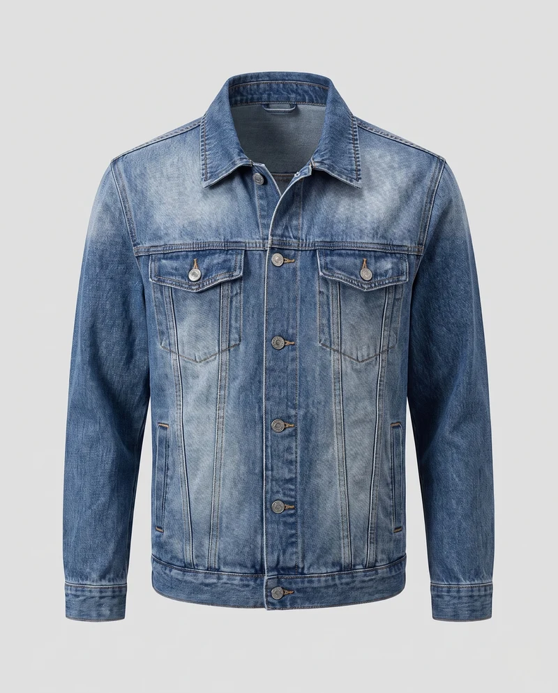 Herren Jeansjacke aus Baumwollmix mit Used‑Waschung, Brustklappen und Einschubtaschen Nord Taschen