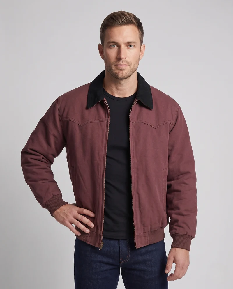 Herren gepolsterte Canvas‑Bomberjacke mit Teddykragen und Thermofutter Nord Taschen