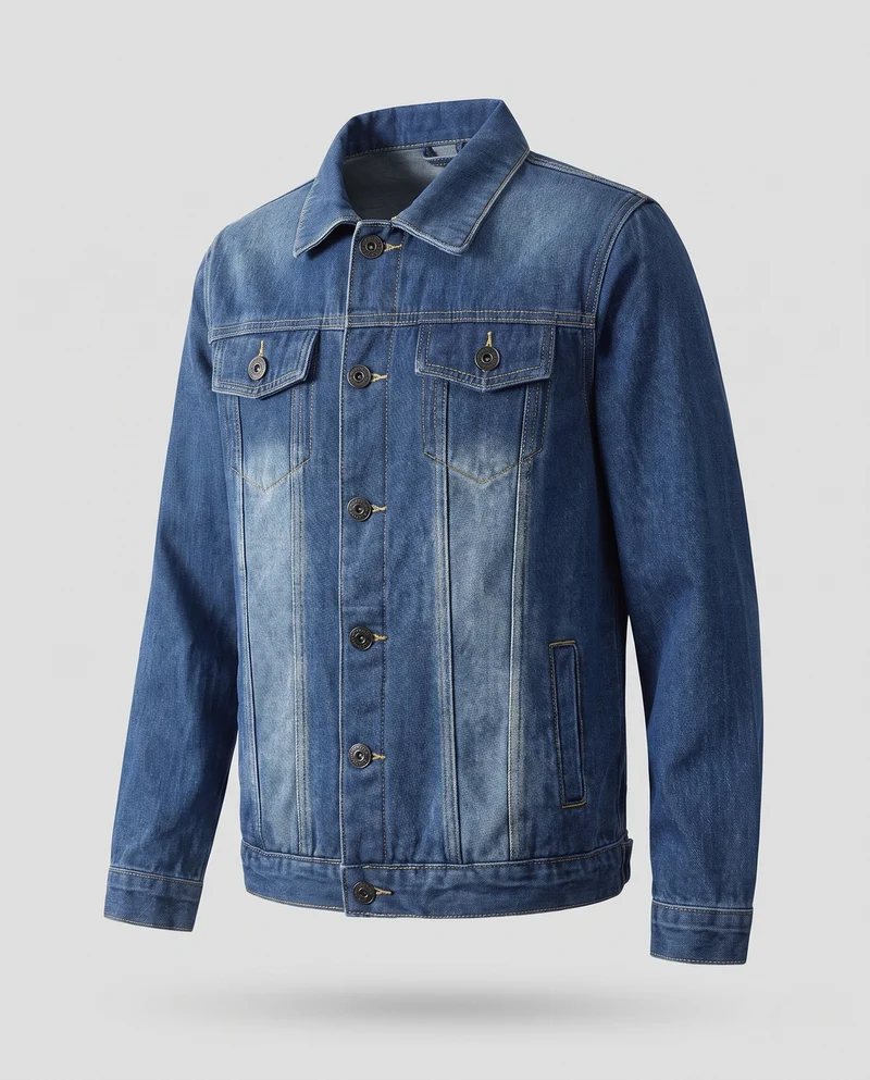 Herren Gefütterte Denim-Workerjacke mit Thermo-Fleece und verstellbarem Saum Nord Taschen
