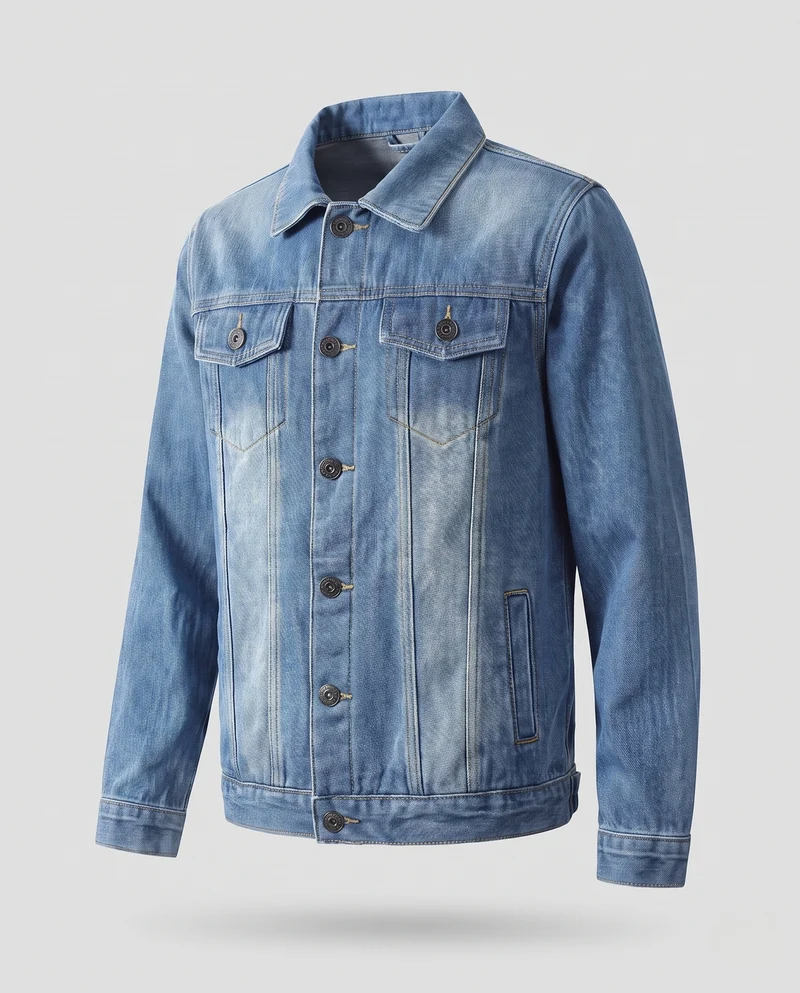 Herren Gefütterte Denim-Workerjacke mit Thermo-Fleece und verstellbarem Saum Nord Taschen