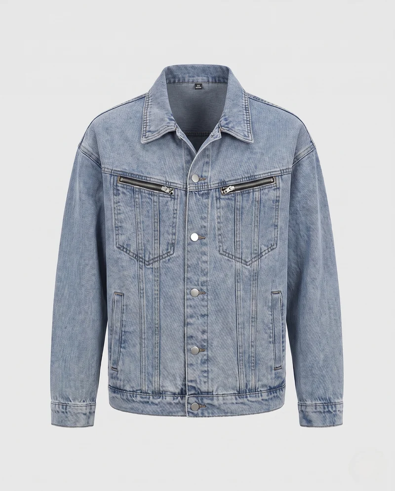 Herren Denimjacke mit Reißverschluss-Brusttaschen, Zipper-Ärmeln und legerer Passform Nord Taschen