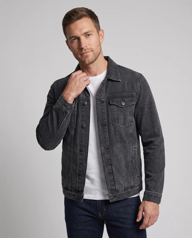 Herren Denimjacke im Vintage-Trucker-Cut mit Stonewash‑Effekt und Brusttaschen Nord Taschen