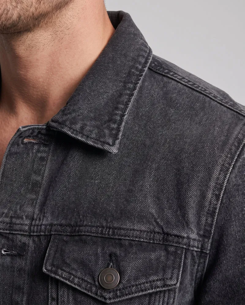 Herren Denimjacke im Vintage-Trucker-Cut mit Stonewash‑Effekt und Brusttaschen Nord Taschen