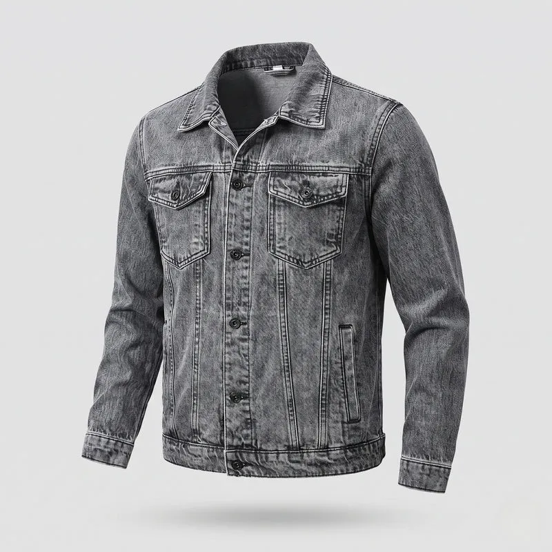 Herren Denimjacke im Vintage-Trucker-Cut mit Stonewash‑Effekt und Brusttaschen Nord Taschen