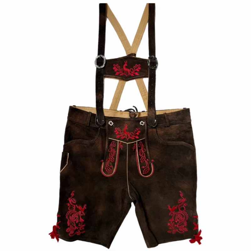 Lederhose Hirsch Royal Rot Mokka