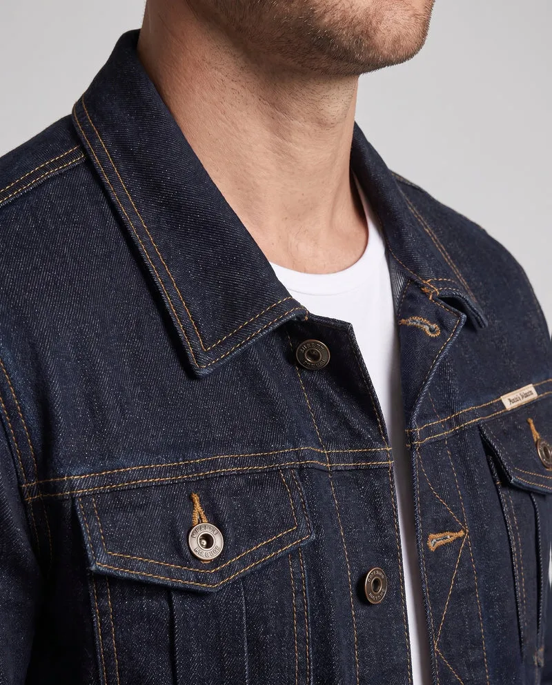 Herren Denim-Workerjacke mit verstärkten Nähten, Brustklappen und geradem Schnitt Nord Taschen