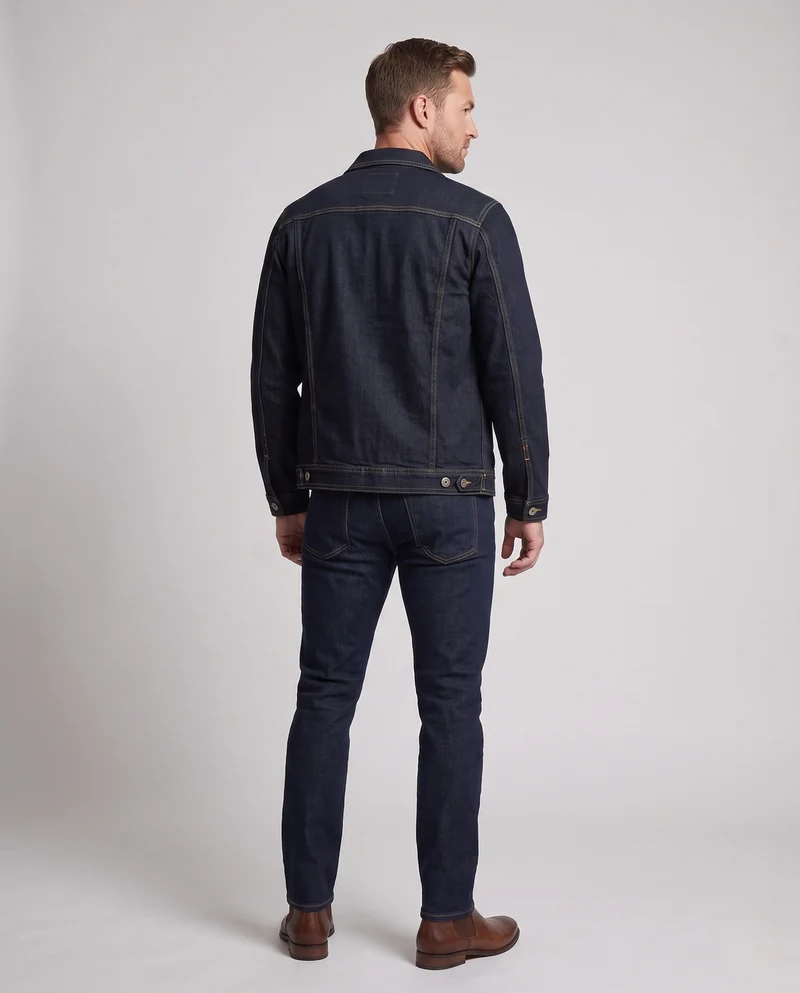 Herren Denim-Workerjacke mit verstärkten Nähten, Brustklappen und geradem Schnitt Nord Taschen