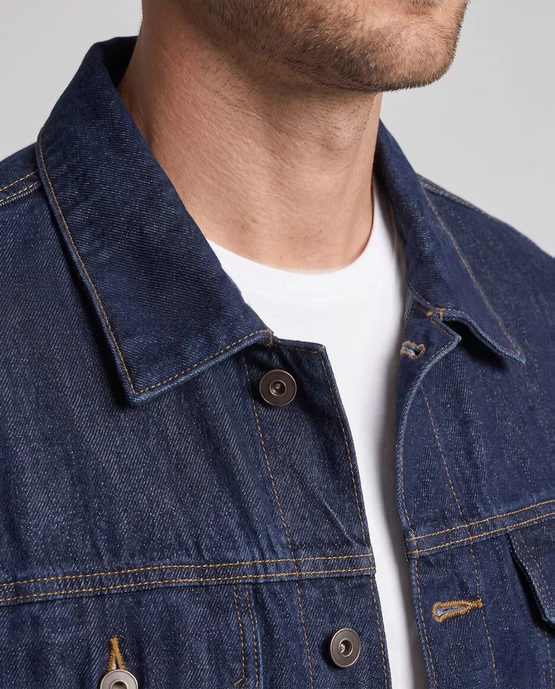 Herren Denim-Truckerjacke im lockeren Schnitt aus Baumwollmix mit Brusttaschen Nord Taschen