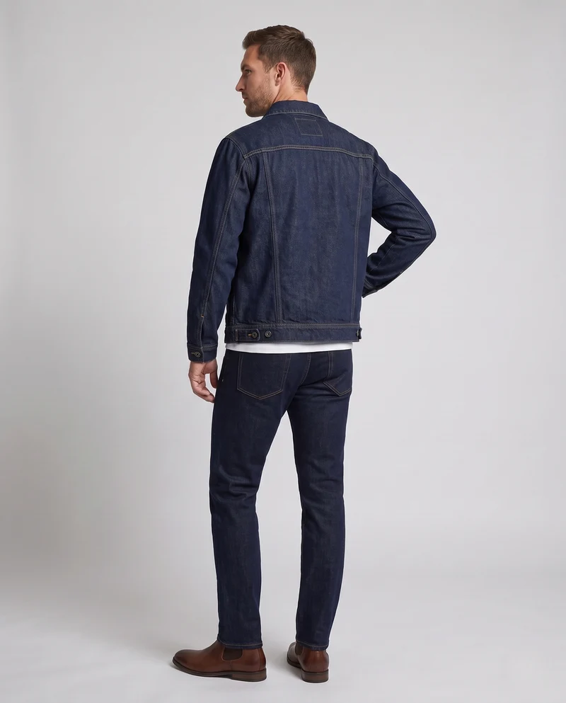 Herren Denim-Truckerjacke im lockeren Schnitt aus Baumwollmix mit Brusttaschen Nord Taschen