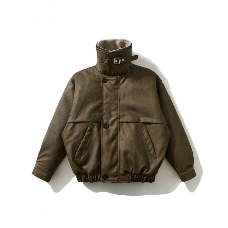 Herren Kurz geschnittene Pilotjacke mit Teddykragen, wattierter Innenlage und elastischem Saum Nord Taschen
