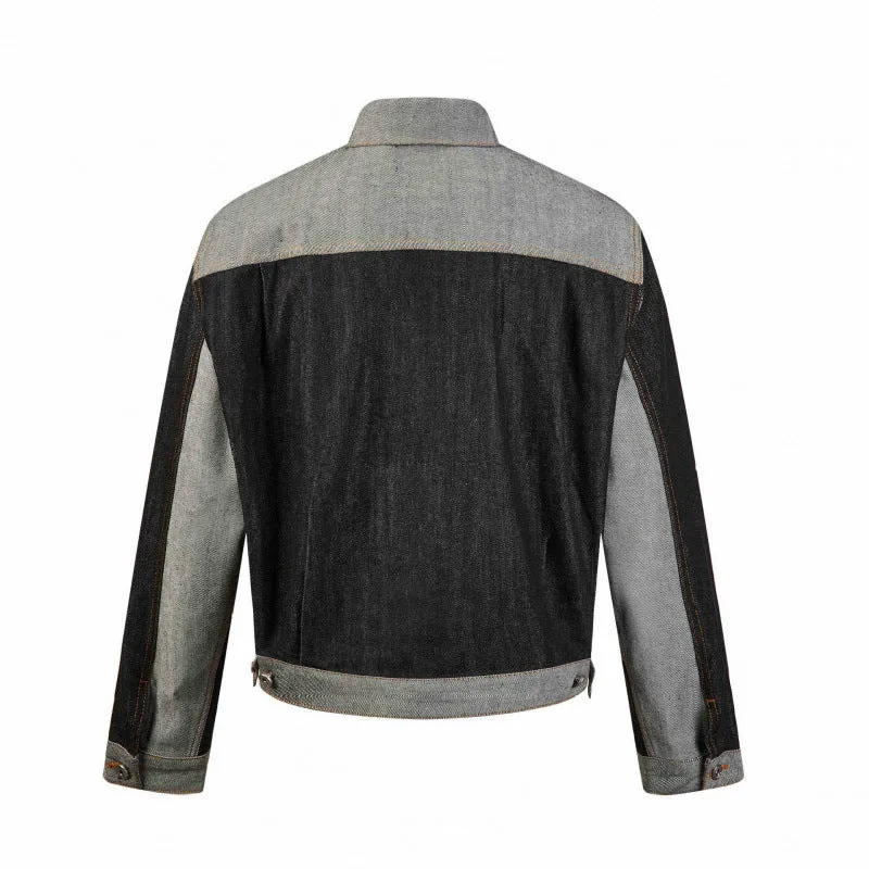 Herren Kurz geschnittene Patchwork-Denimjacke mit aufgesetzten Pattentaschen und konstruktiver Nahtführung Nord Taschen