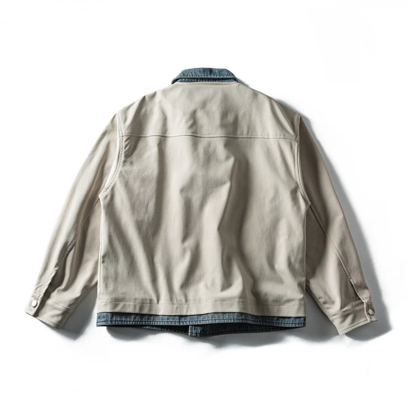Herren Kurz geschnittene Layered‑Optik Blousonjacke mit Jeanskragen Nord Taschen