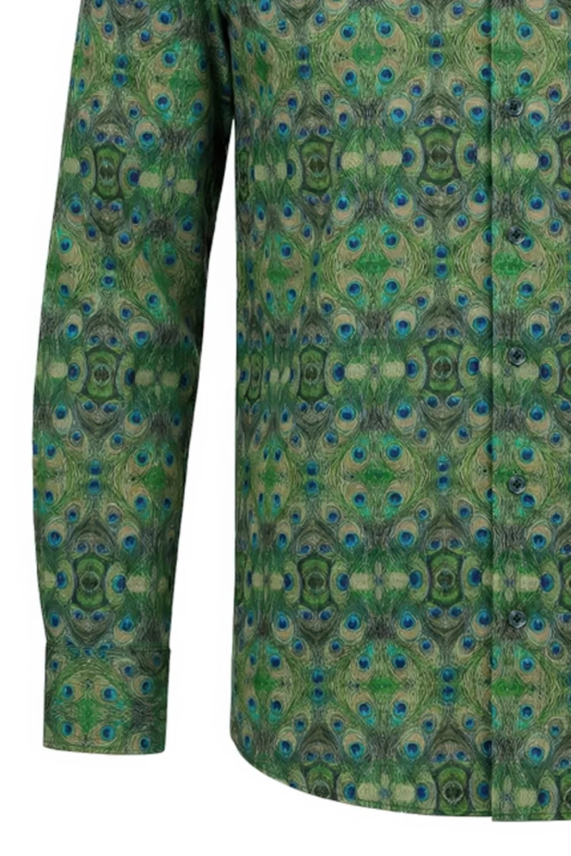 Proud Peacock Printed Long Sleeve Shirt for Men