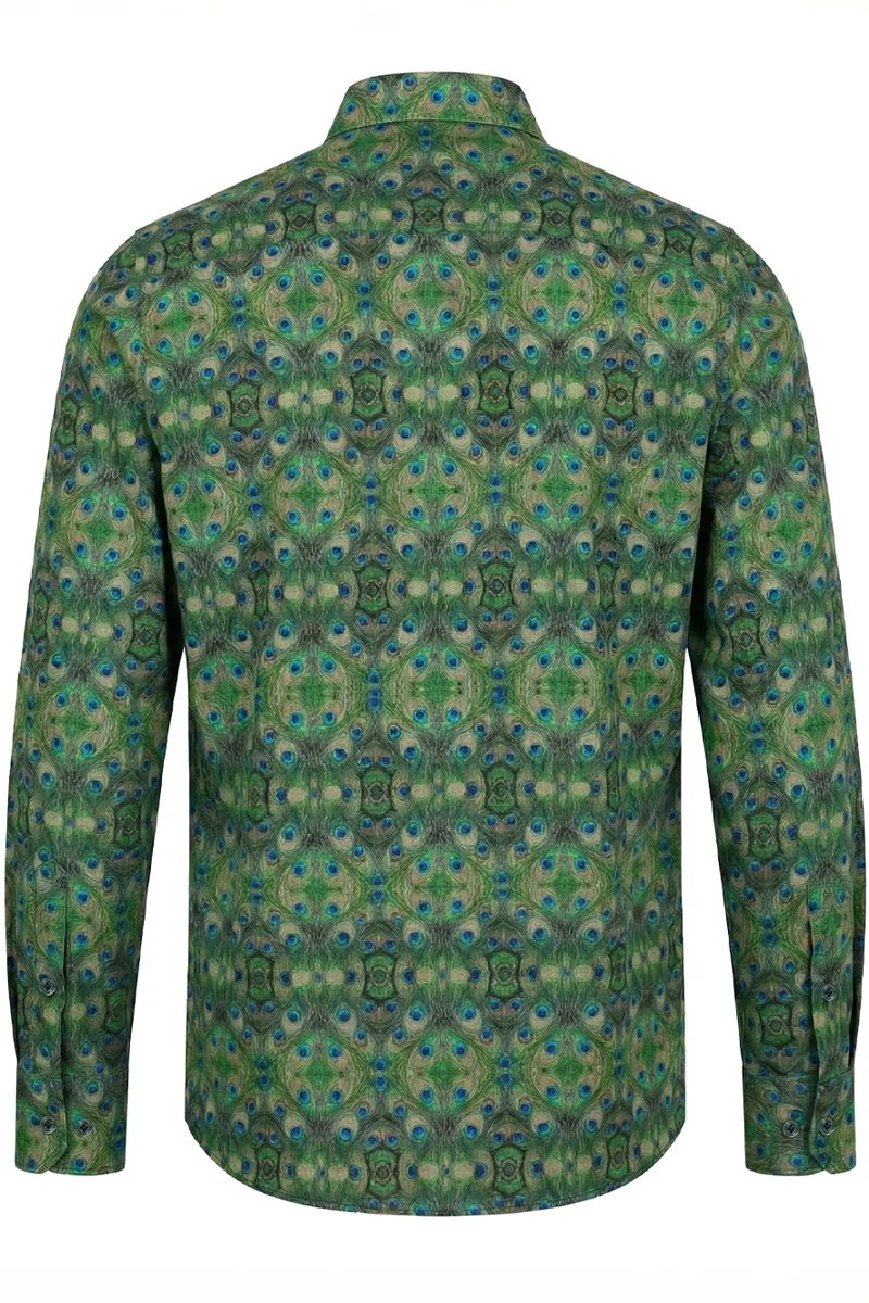 Proud Peacock Printed Long Sleeve Shirt for Men