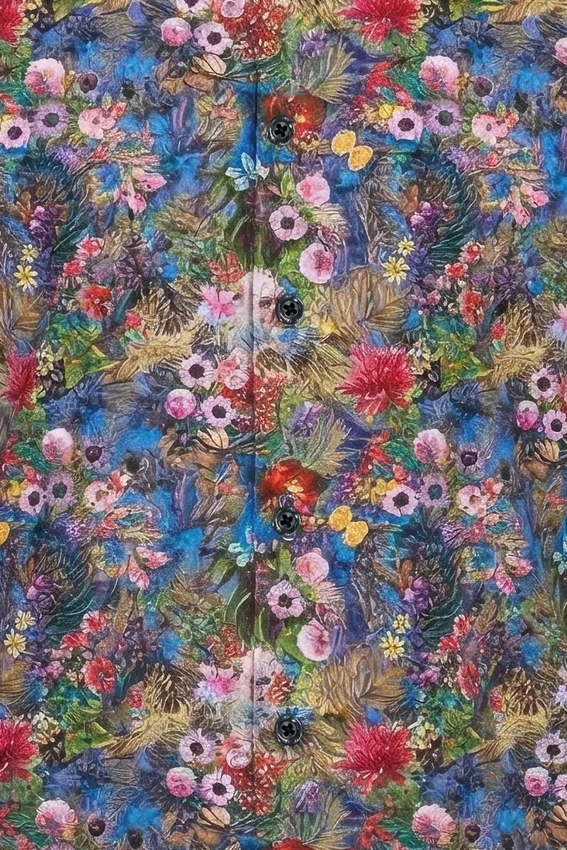 Flower Garden Printed Long Sleeve Shirt for Men