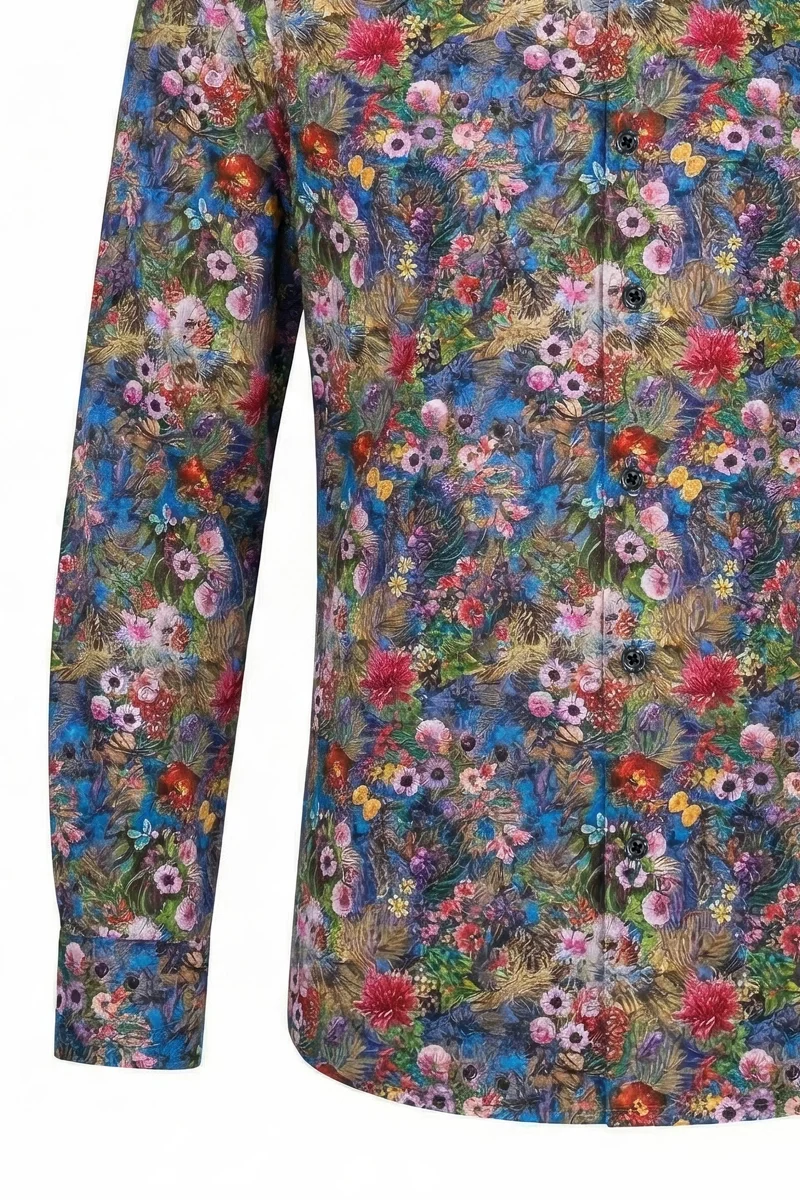 Flower Garden Printed Long Sleeve Shirt for Men