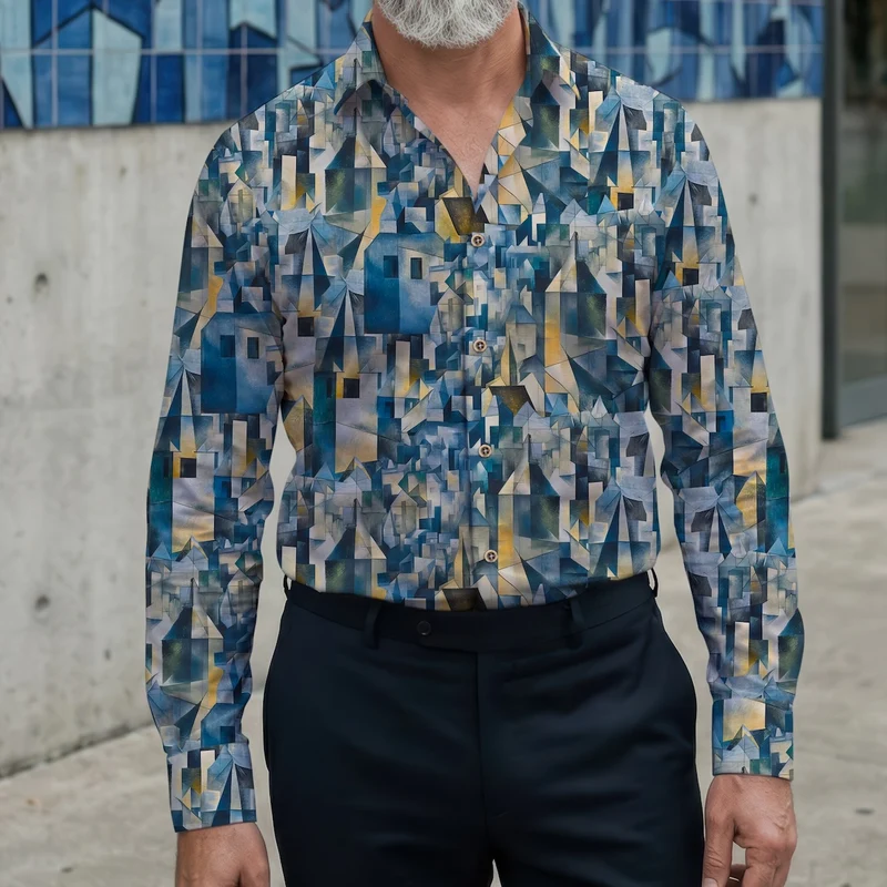 Georges Braque Pere du Cubisme inspired Long Sleeve Men's Shirt