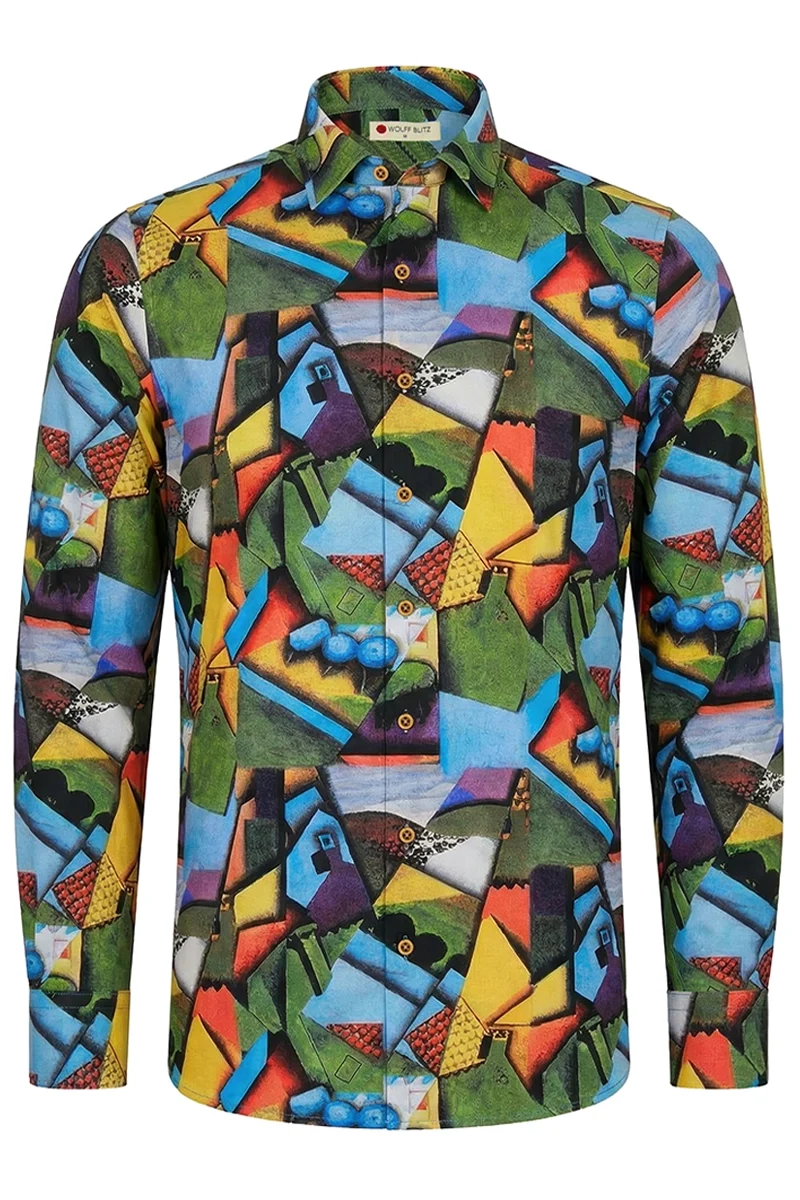 Landscape with Houses in Céret Juan Gris inspired Long Sleeve Men's Shirt