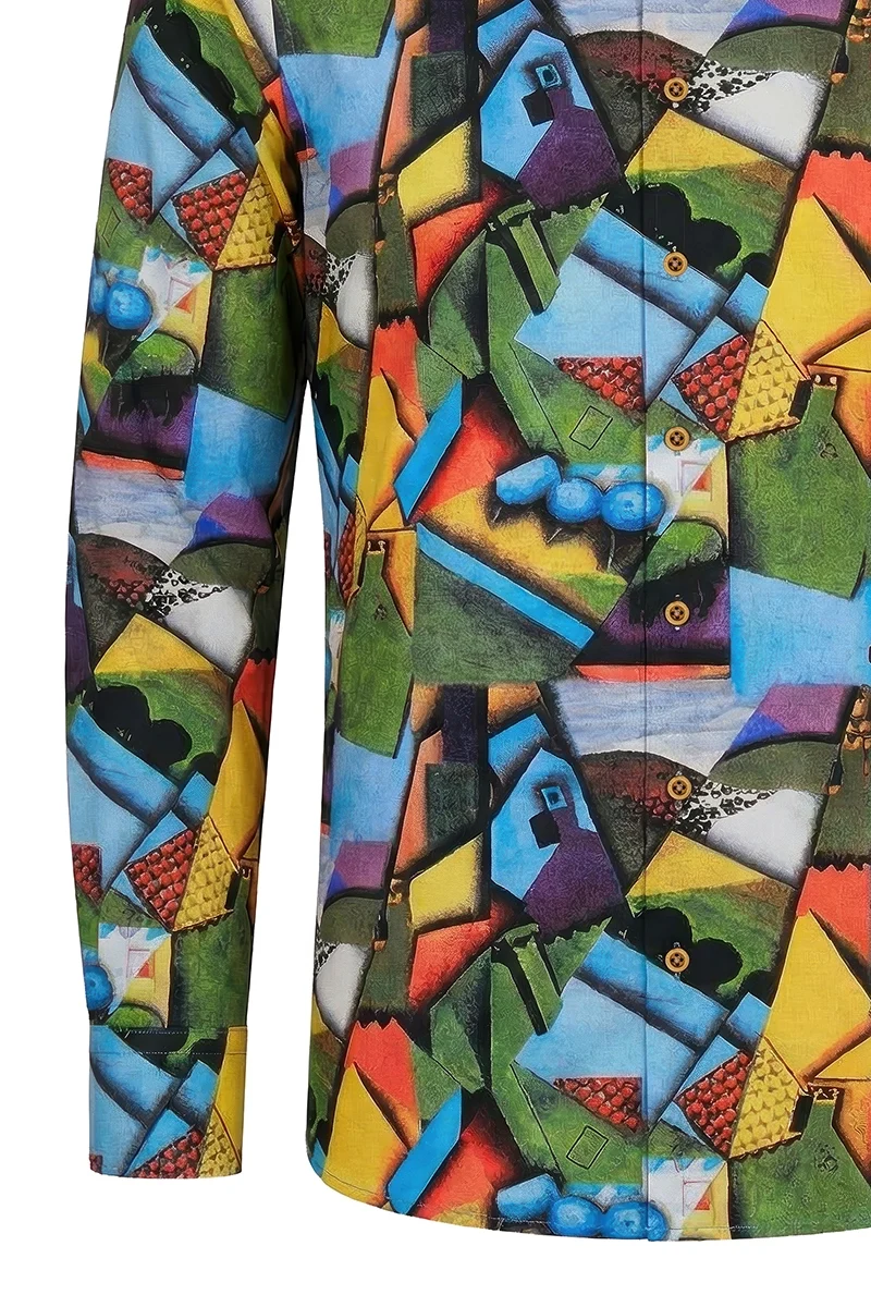 Landscape with Houses in Céret Juan Gris inspired Long Sleeve Men's Shirt