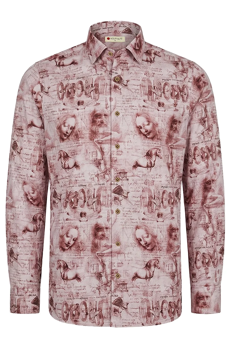 Leonardo Da Vinci Collage inspired Long Sleeve Men's Shirt