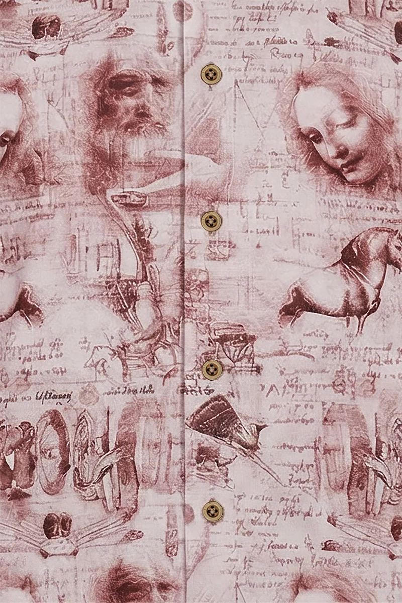 Leonardo Da Vinci Collage inspired Long Sleeve Men's Shirt
