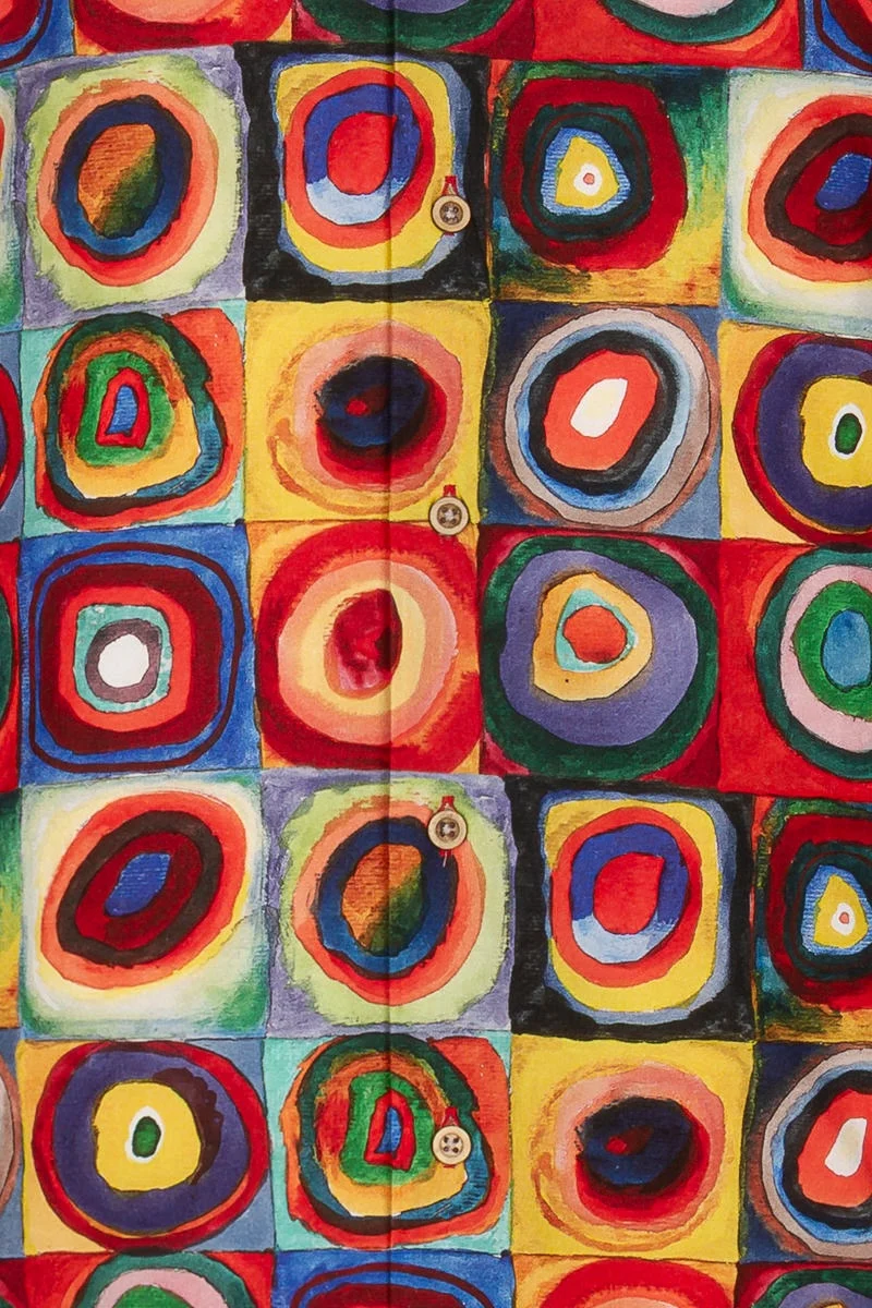 Squares with Circles Kandinsky Inspired Long Sleeve Men's Shirt