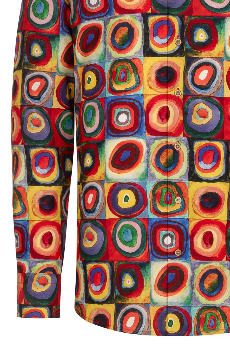 Squares with Circles Kandinsky Inspired Long Sleeve Men's Shirt