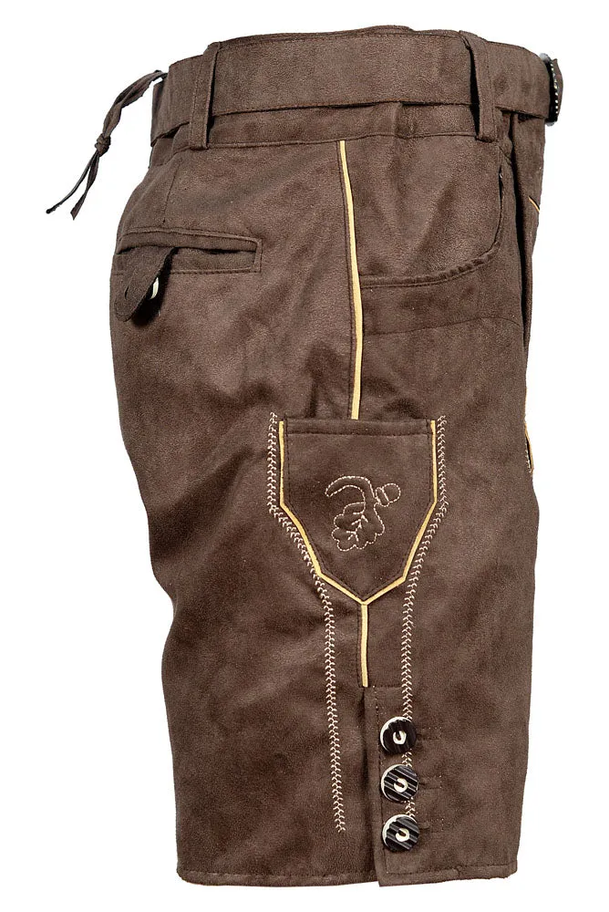 2310 Herren kurze Lederhose Polyester Lederhose mit Gürtel Trachten Lederhose Oktoberfest Lederhosen