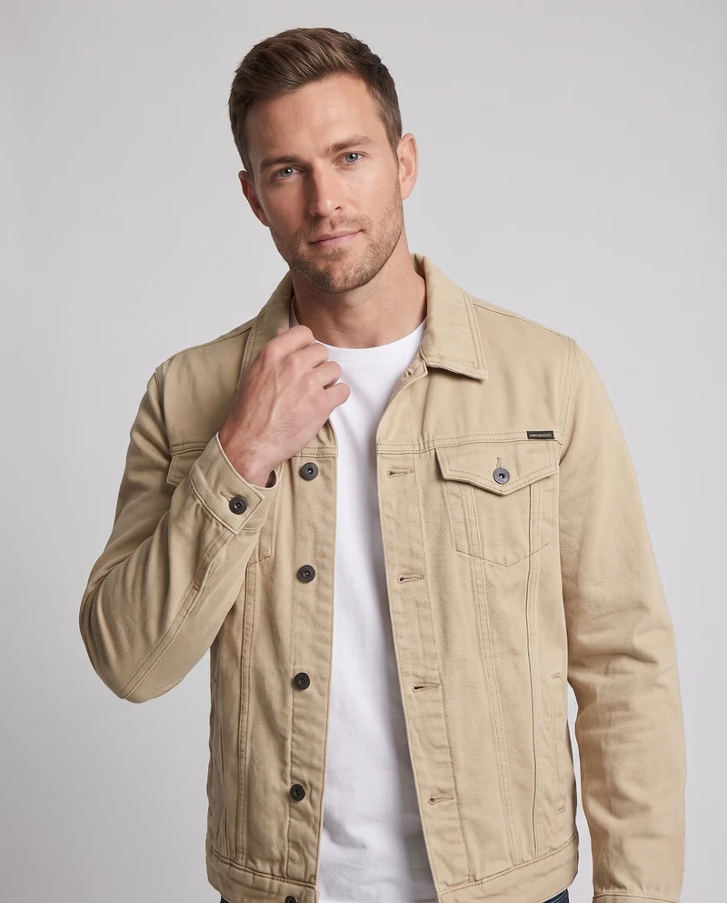 Herren Canvas-Utility-Jacke im Truckerstil mit Brustklappen und kontrastknöpfen Nord Taschen