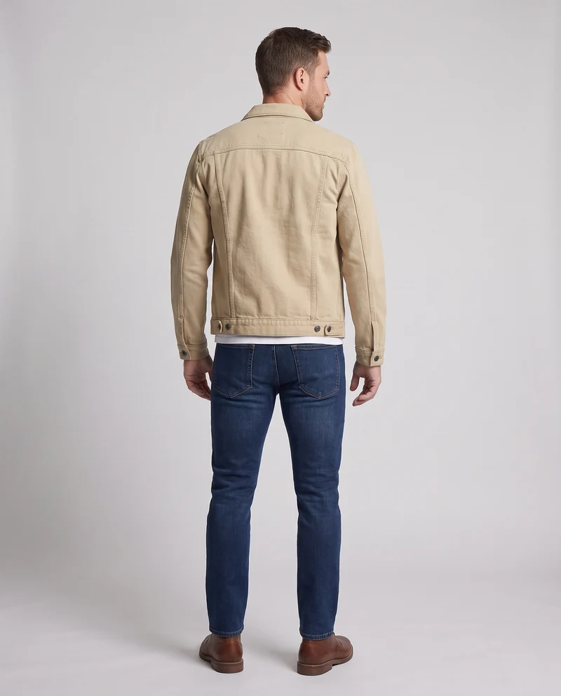 Herren Canvas-Utility-Jacke im Truckerstil mit Brustklappen und kontrastknöpfen Nord Taschen
