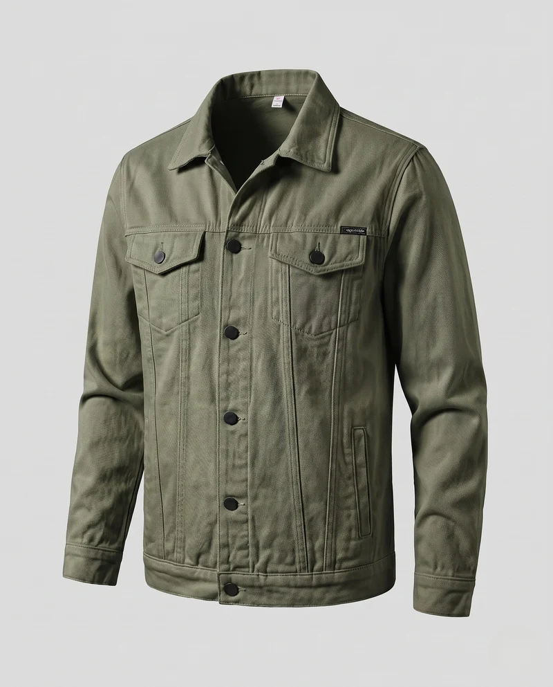 Herren Canvas-Utility-Jacke im Truckerstil mit Brustklappen und kontrastknöpfen Nord Taschen