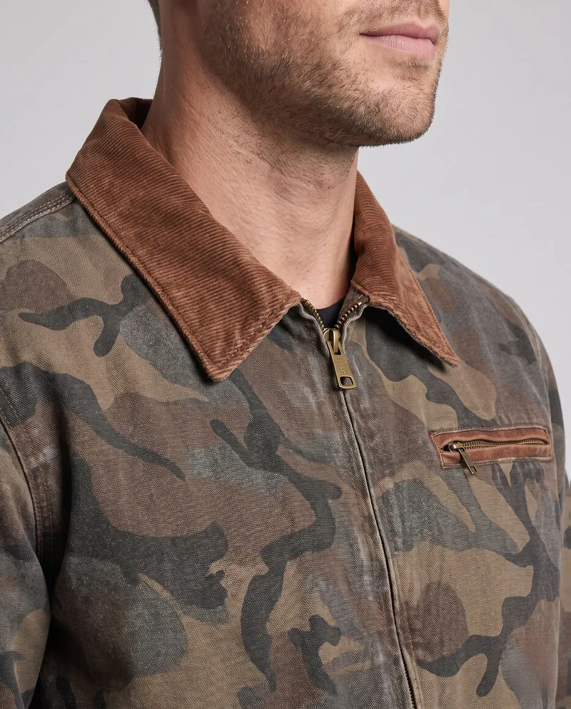Herren Camouflage-Denimjacke im Utility‑Stil mit Reißverschluss und verstellbarem Saum Nord Taschen