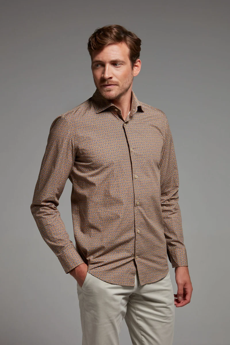 Hemd Modern Fit Print Beige