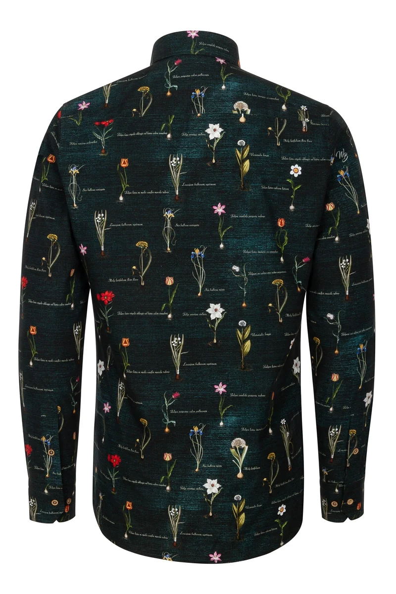 Botanical Script Inspired Basilius Besler Long Sleeve Men's Shirt