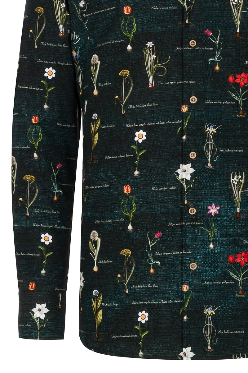 Botanical Script Inspired Basilius Besler Long Sleeve Men's Shirt