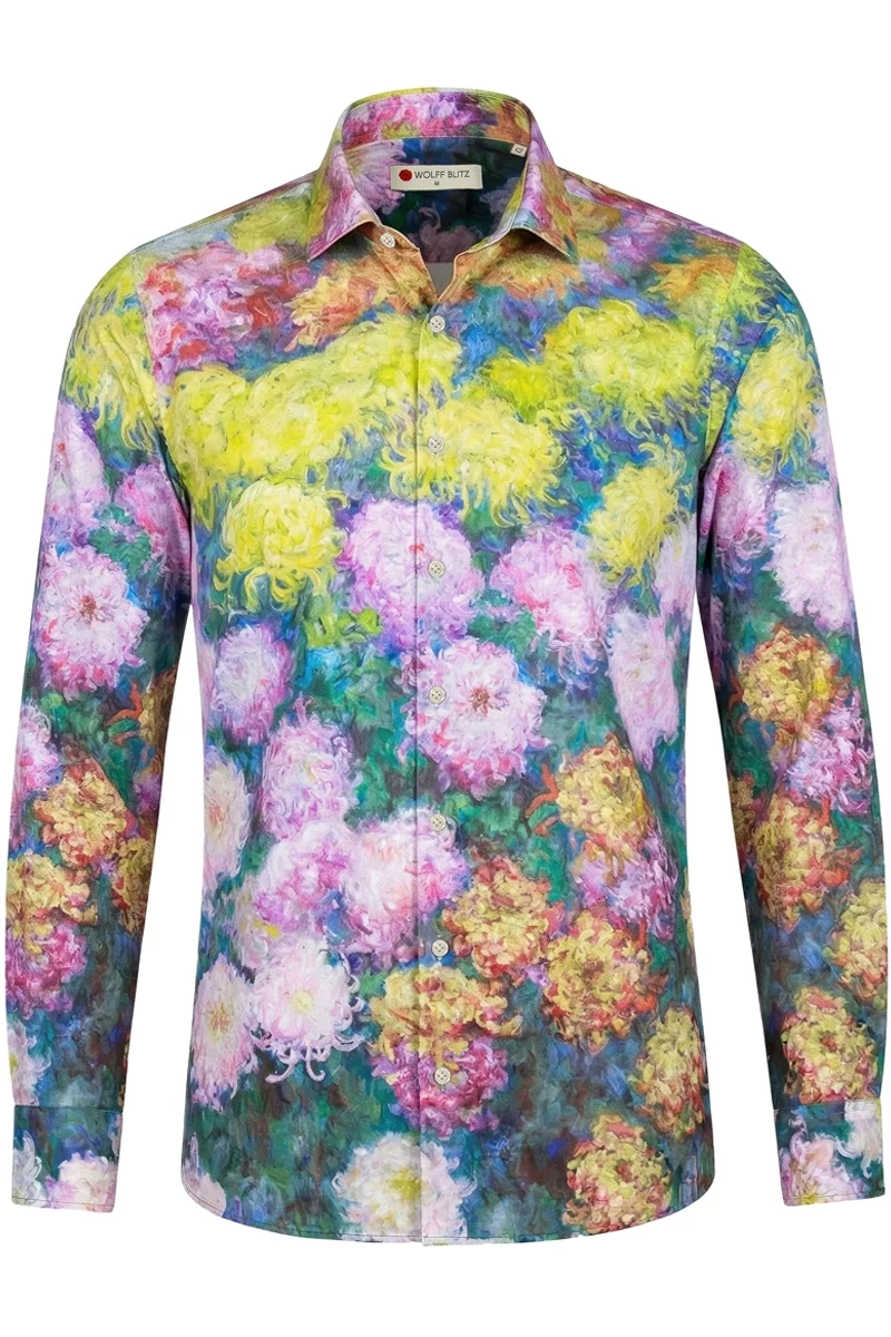 Chrysanthemums Monét Long Sleeve Men's Shirt