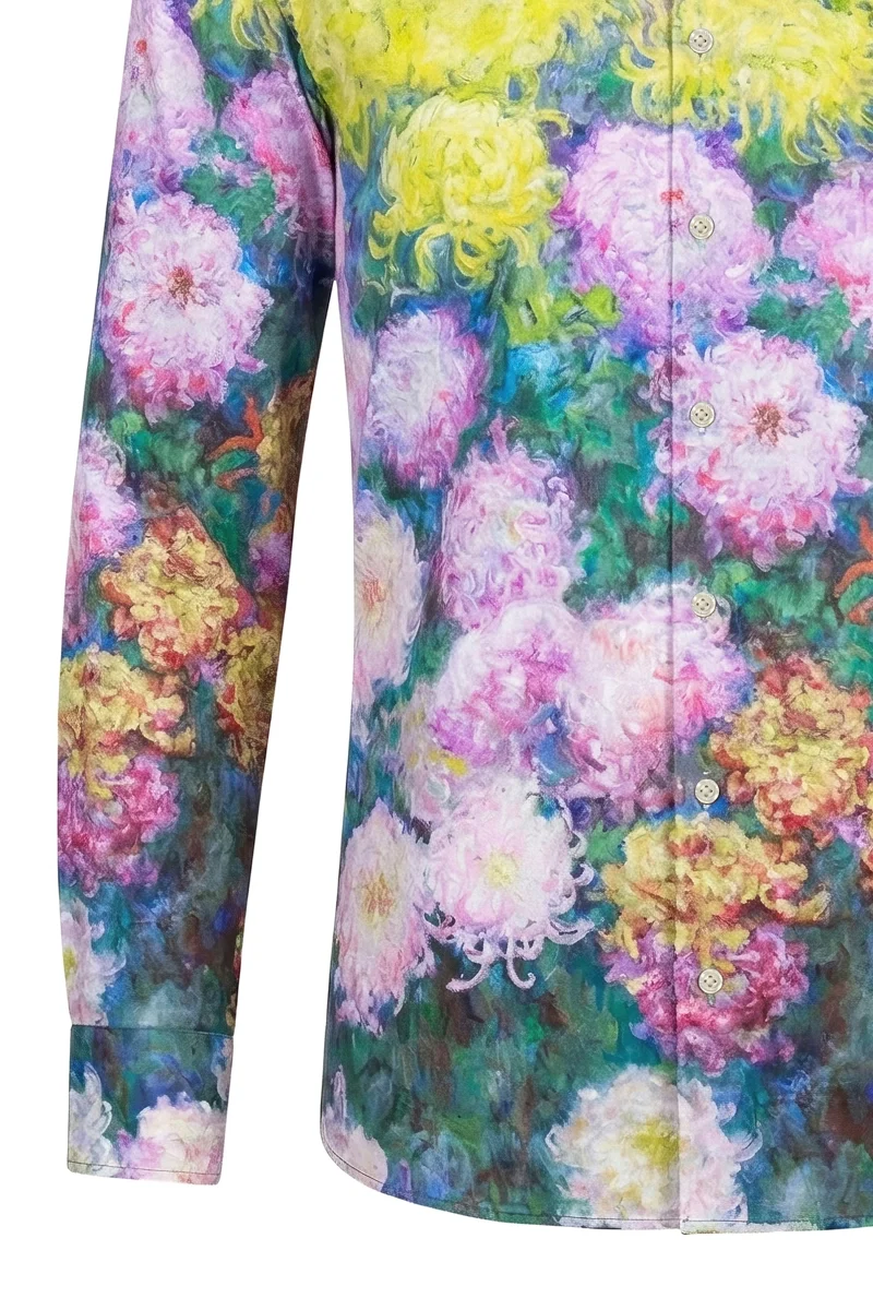 Chrysanthemums Monét Long Sleeve Men's Shirt