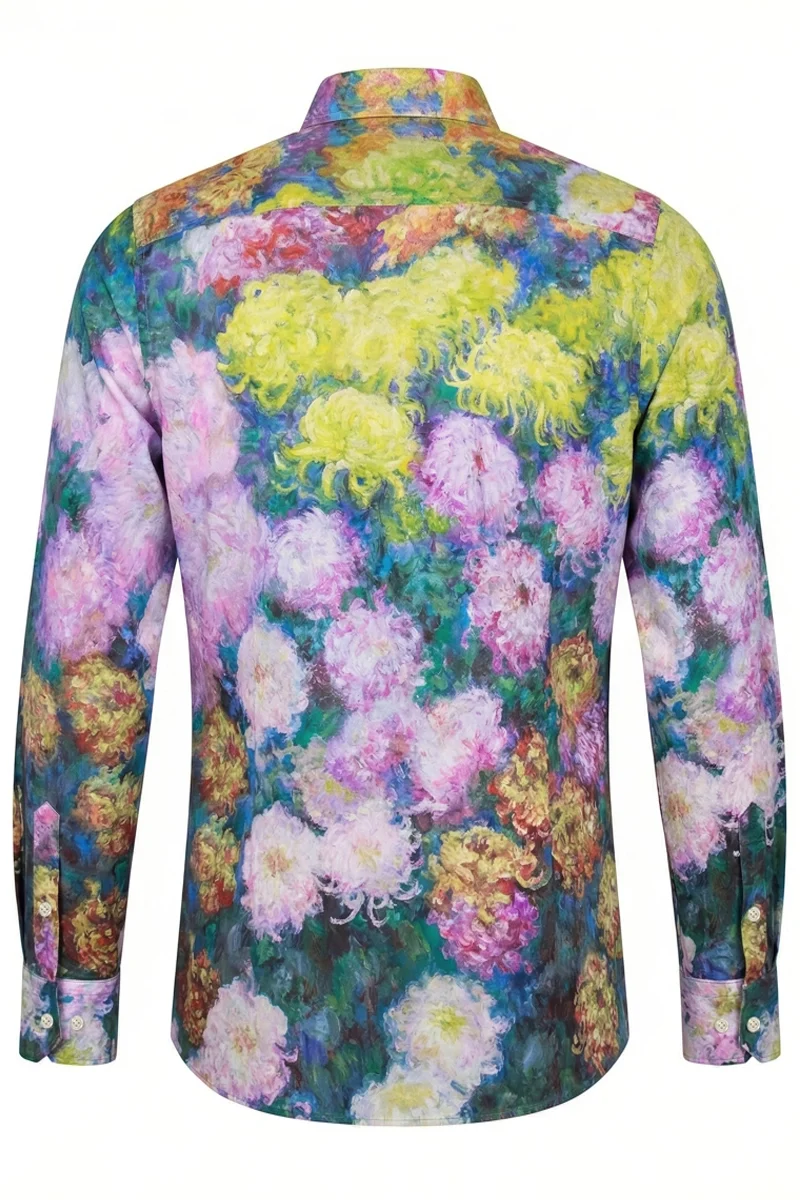 Chrysanthemums Monét Long Sleeve Men's Shirt