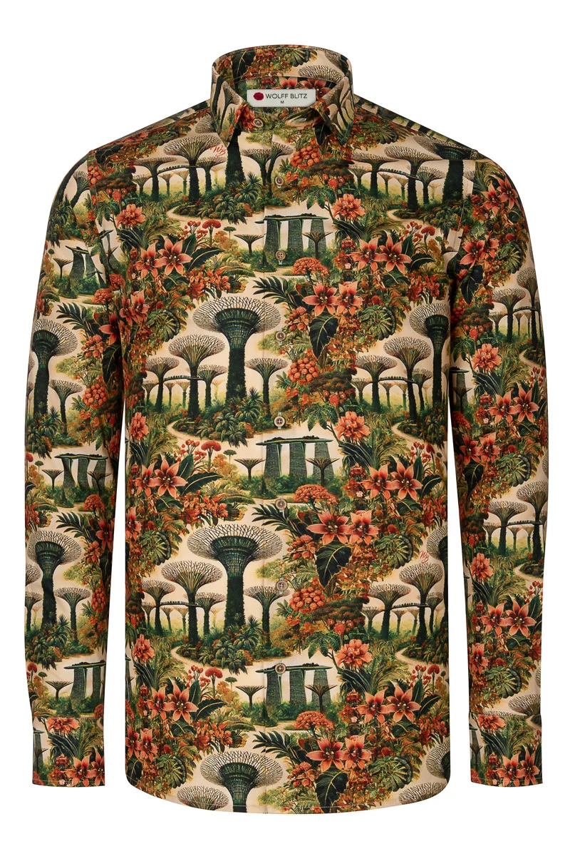 Gardens at the Bay Singapore Print Long Sleeve Shirt for Men