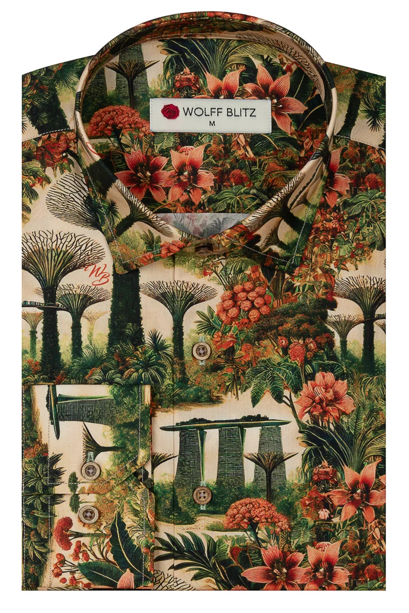 Gardens at the Bay Singapore Print Long Sleeve Shirt for Men