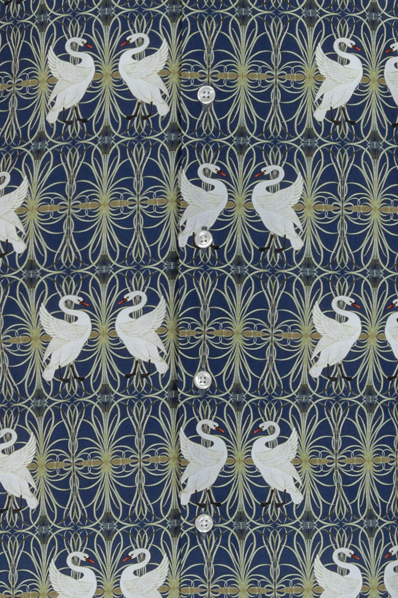 Swan, Rush and Iris Walter Crane Print Long Sleeve Shirt for Men
